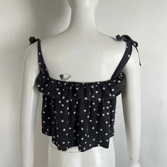 DL1961 Polka Dot Tie Halter Cropped Top Size M Like new - Picture 4 of 8
